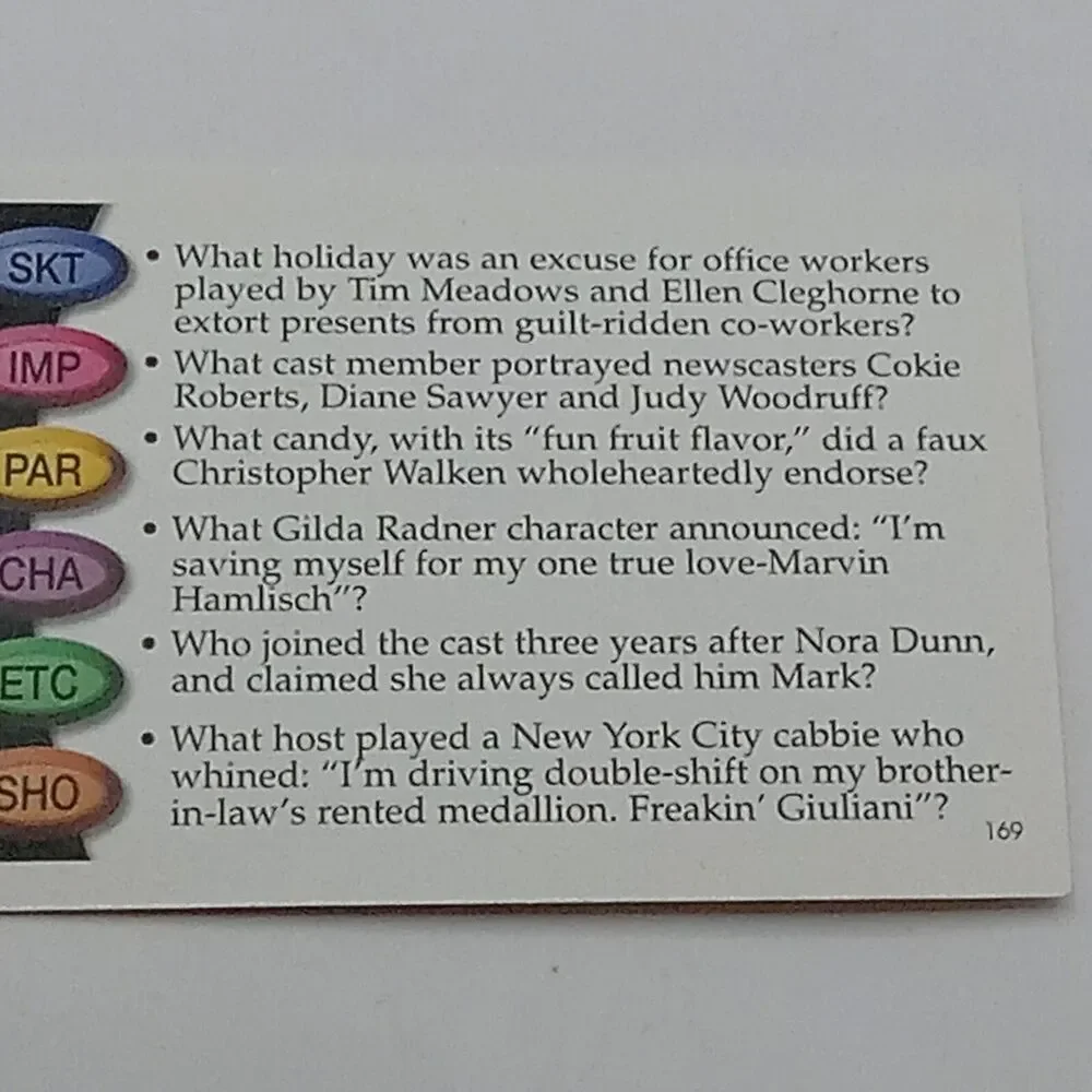 SNL Trivial Pursuit TV Trivia Cards ONLY Saturday Night Live game